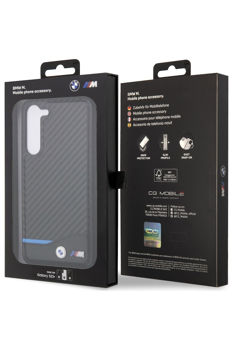 BMW Husa de protectie Piele Carbon pentru Samsung Galaxy S23+ Negru - Pled.ro