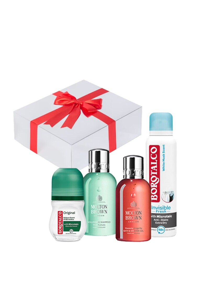 Borotalco Set Energy and Vitality Femei Deodorant Spray Invisible Fresh + 150 ml Deodorant Roll-On Original + 50 ml Gel de dus Gingerlily 100ml + Sampon de volum Kumudu 100 ml - Pled.ro