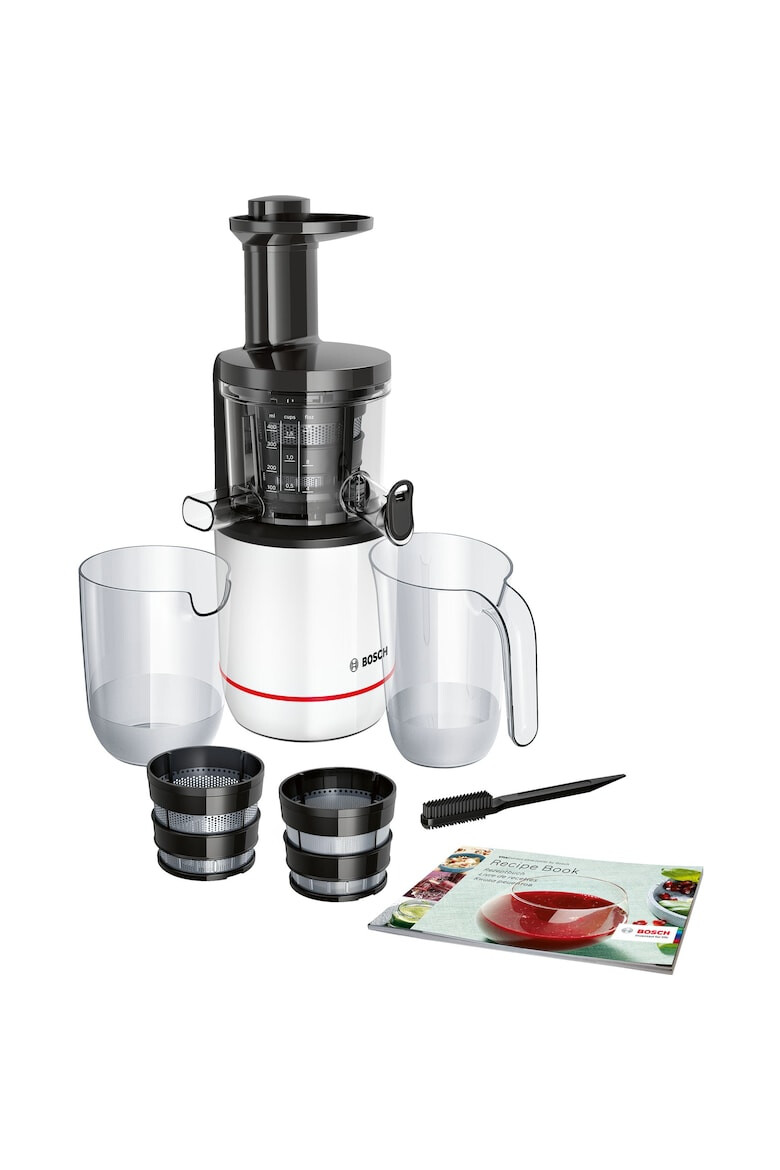 BOSCH Storcator de fructe cu melc 150W 55 RPM 2 filtre Melc din Tritan Reverse DripStop Alb - Pled.ro