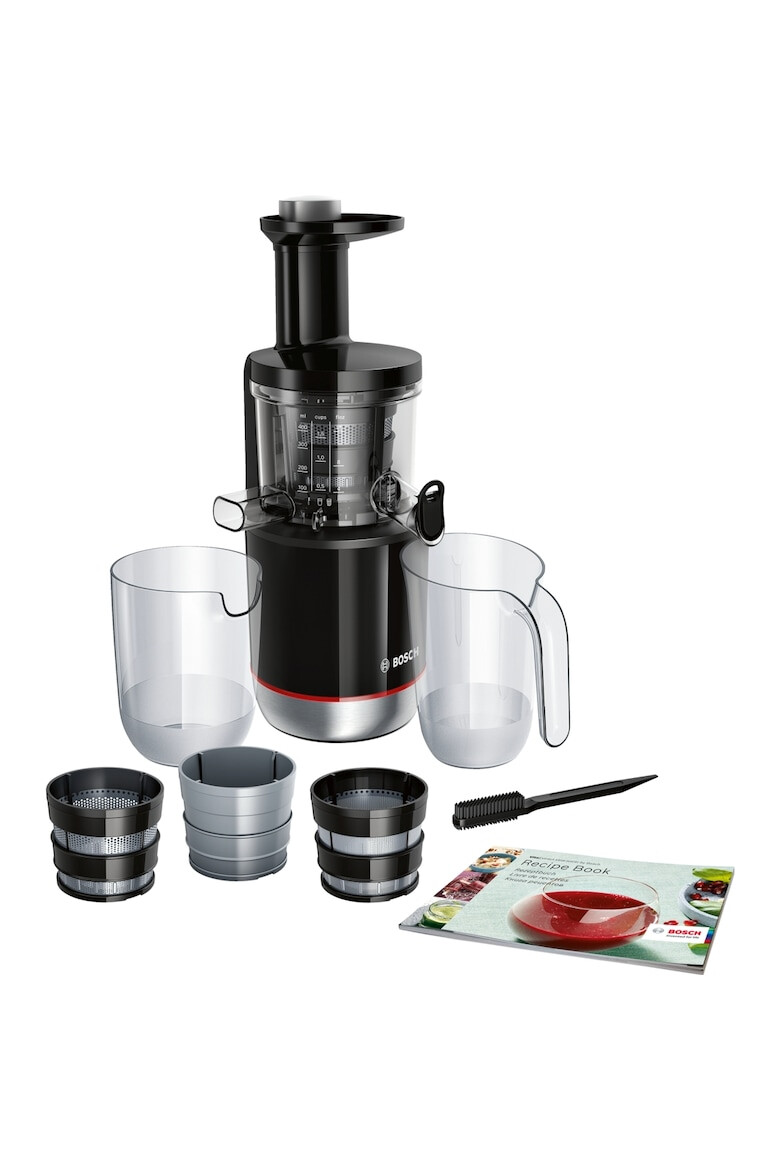 BOSCH Storcator de fructe cu melc 150W 55 RPM 3 filtre smoothies si sorbet Melc din Tritan Reverse DripStop Negru - Pled.ro