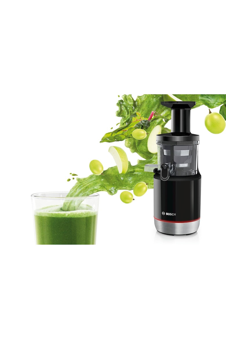 BOSCH Storcator de fructe cu melc 150W 55 RPM 3 filtre smoothies si sorbet Melc din Tritan Reverse DripStop Negru - Pled.ro