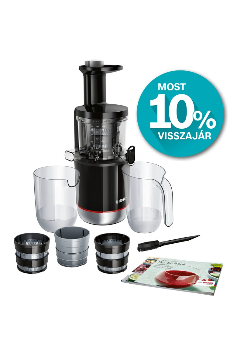 BOSCH Storcator de fructe cu melc 150W 55 RPM 3 filtre smoothies si sorbet Melc din Tritan Reverse DripStop Negru - Pled.ro