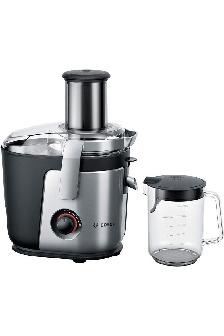 BOSCH Storcator de fructe si legume 1000 W recipient suc 1.5 l recipient pulpa 3 l 2 viteze tub de alimentare 84 mm argintiu/ negru - Pled.ro