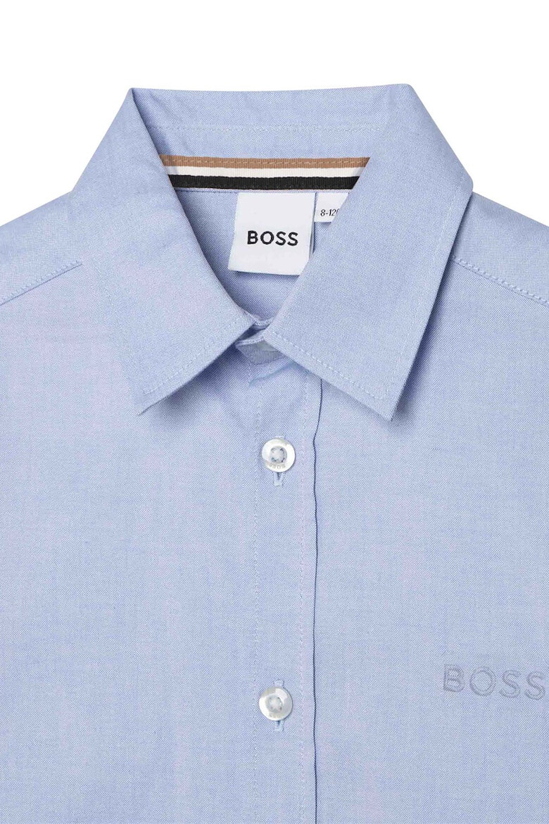 BOSS Kidswear Camasa de bumbac cu logo brodat - Pled.ro