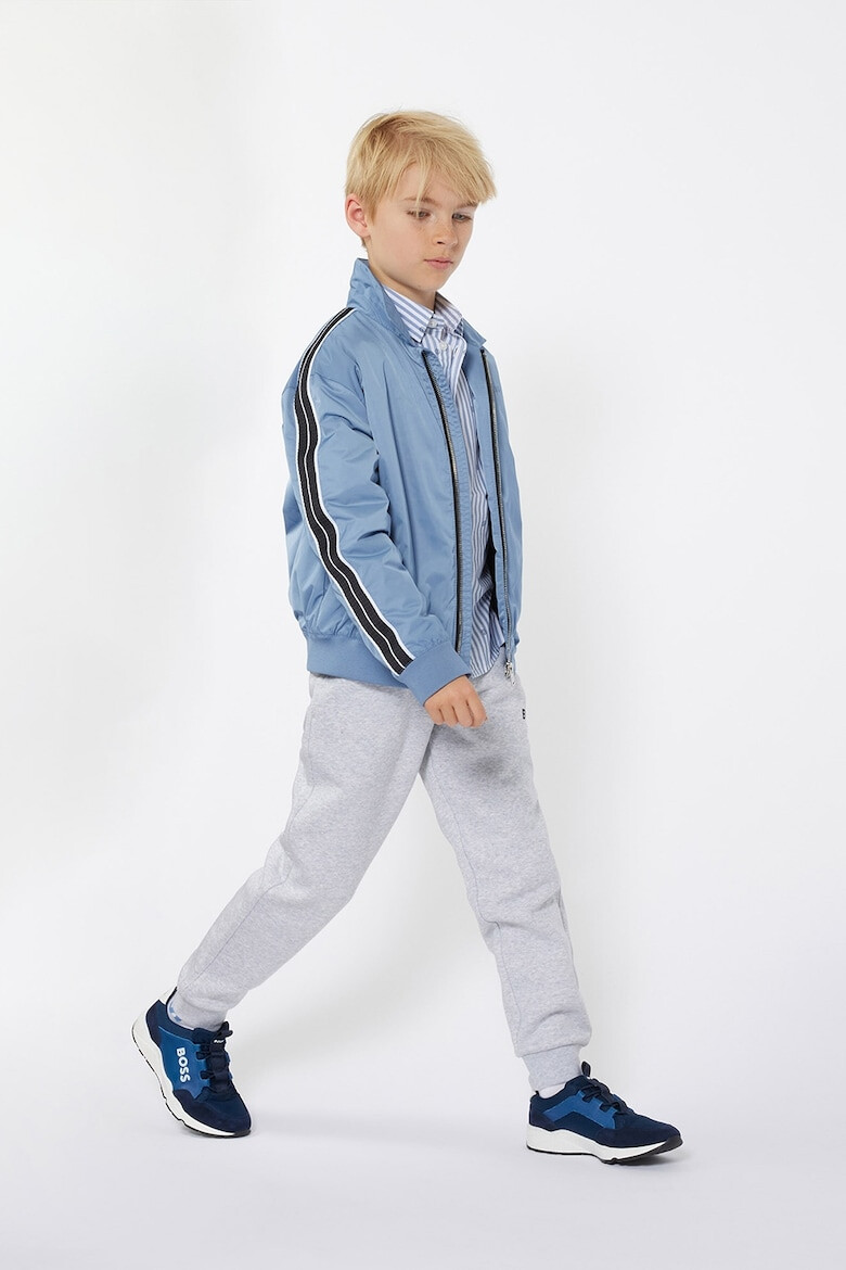 BOSS Kidswear Camasa din bumbac cu model in dungi si detalii logo - Pled.ro