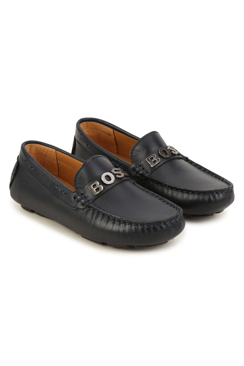 BOSS Kidswear Mocasini de piele cu aplicatie logo metalica - Pled.ro