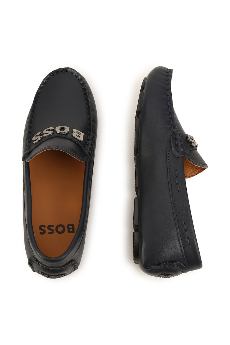 BOSS Kidswear Mocasini de piele cu aplicatie logo metalica - Pled.ro