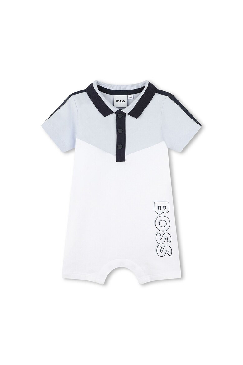 BOSS Kidswear Salopeta scurta din amestec de bumbac cu logo - Pled.ro