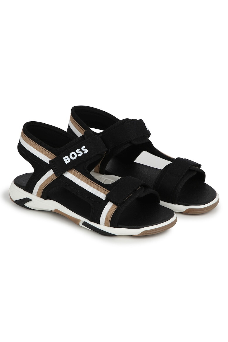 BOSS Kidswear Sandale cu inchidere velcro si model in dungi - Pled.ro