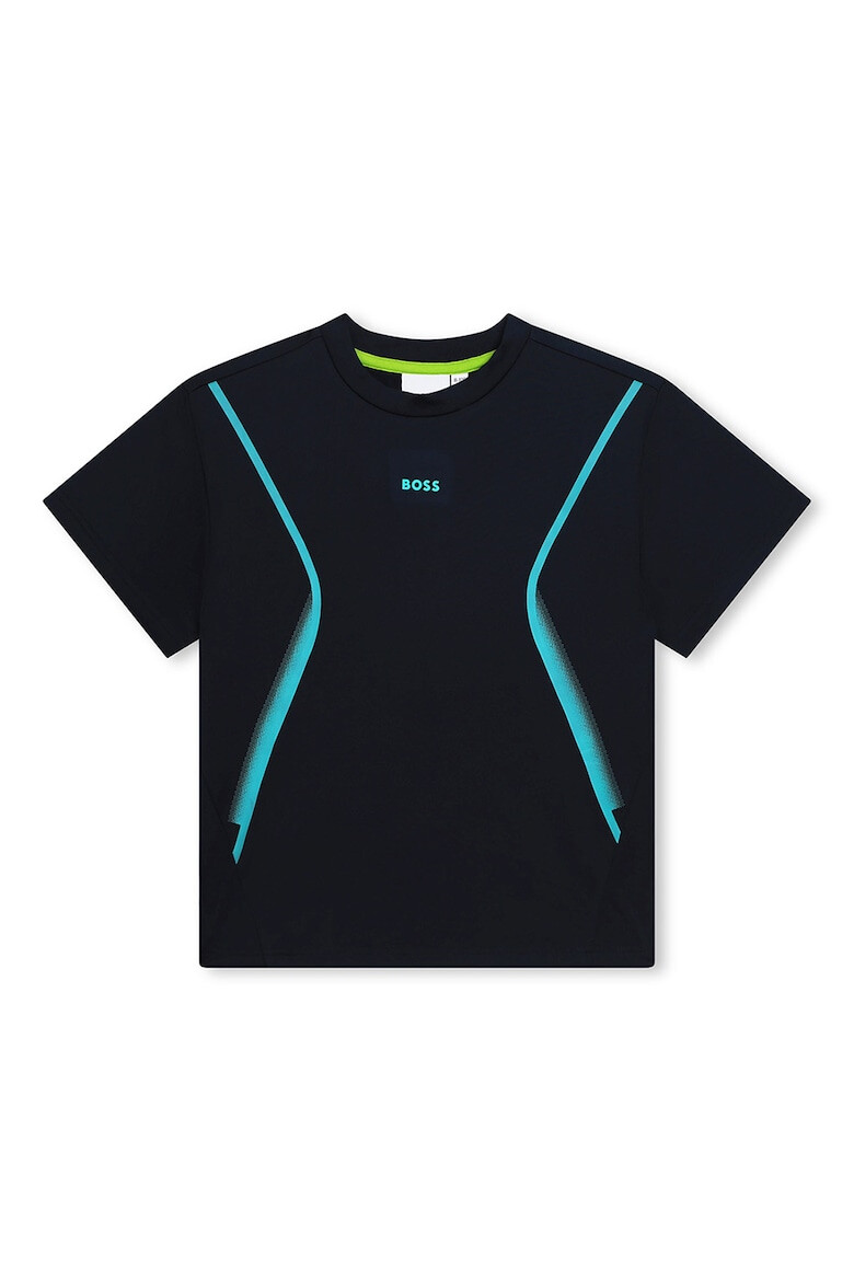 BOSS Kidswear Tricou cu decolteu la baza gatului si detaliu logo - Pled.ro