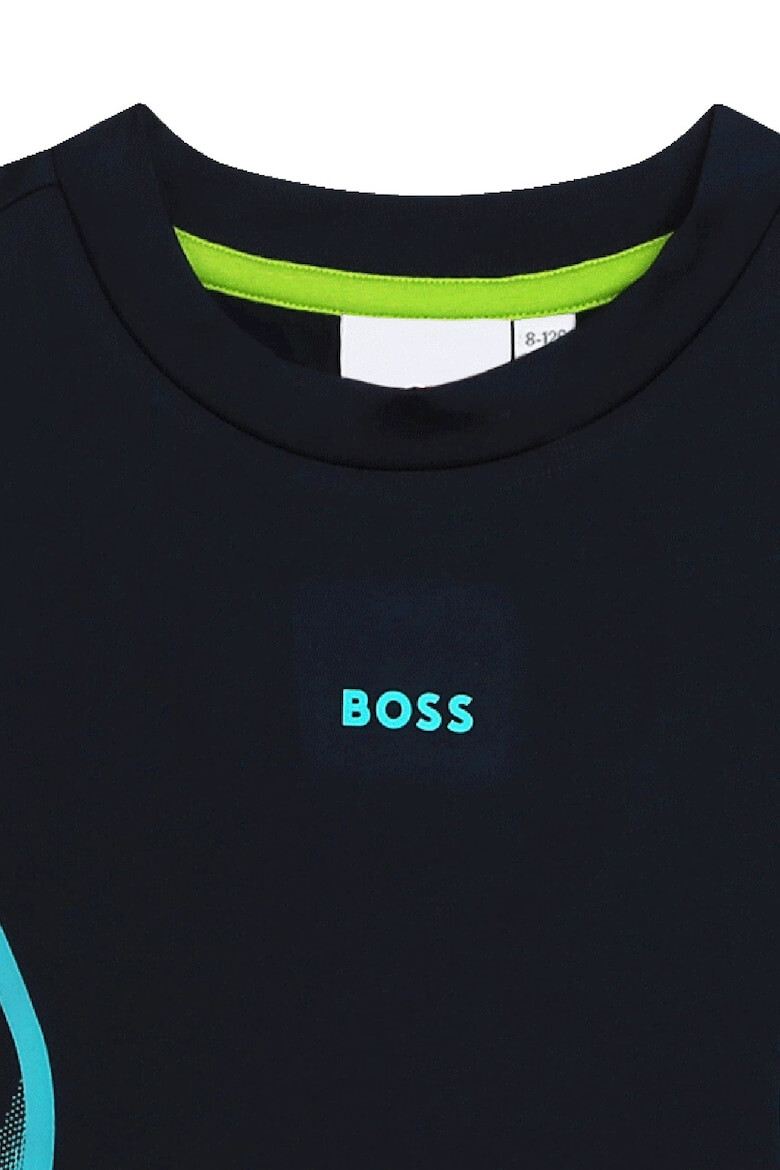 BOSS Kidswear Tricou cu decolteu la baza gatului si detaliu logo - Pled.ro