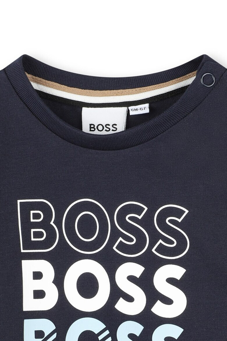 BOSS Kidswear Tricou cu decolteu la baza gatului si imprimeu logo - Pled.ro