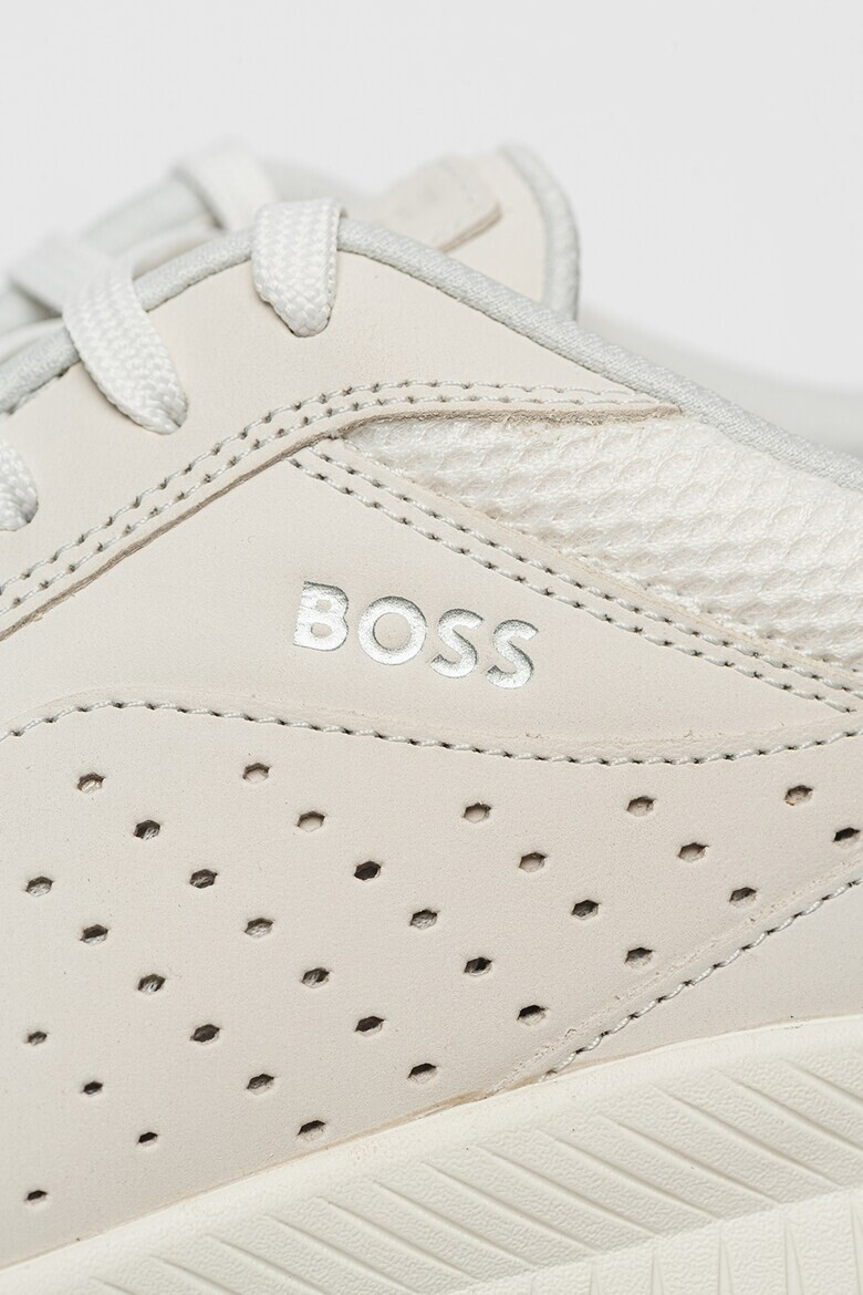 BOSS Pantofi sport de piele cu aspect perforat si insertii de plasa - Pled.ro