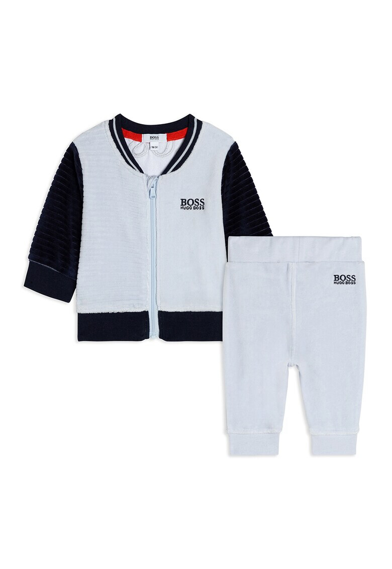 BOSS Set de bluza sport cu fermoar si logo si pantaloni - 2 piese Albastru pastel/Bleumarin inchis - Pled.ro