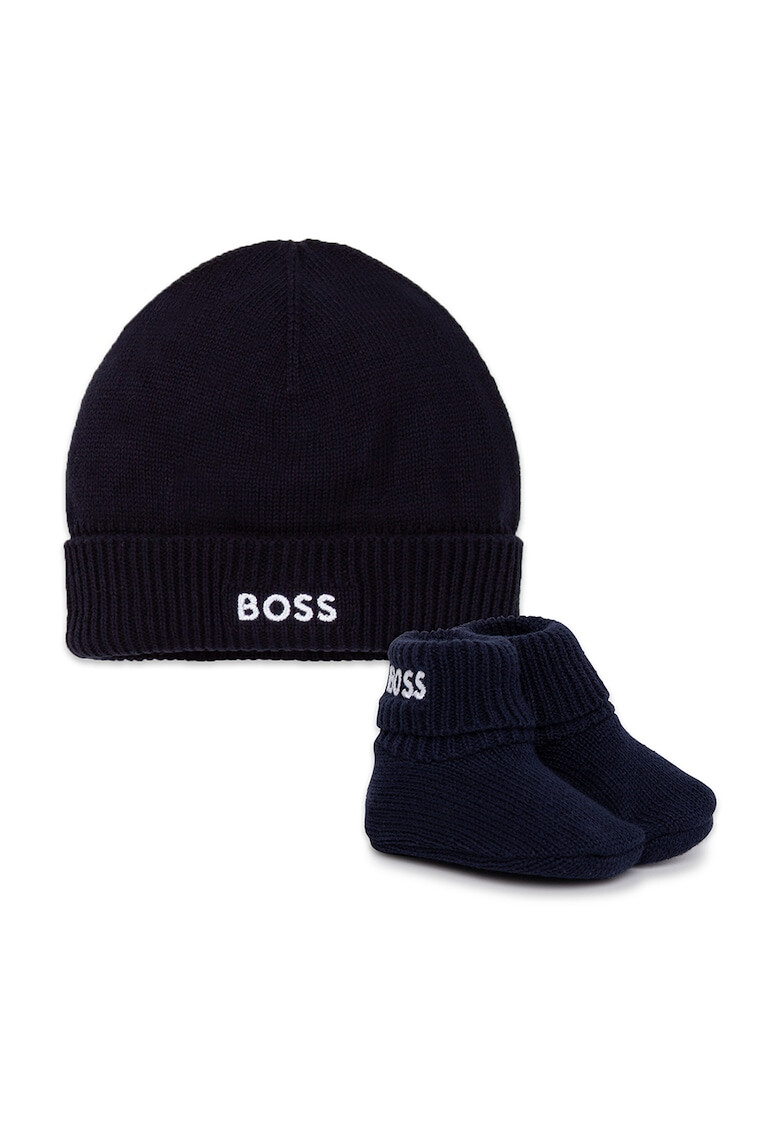 BOSS Kidswear Set de caciula si botosei tricotati cu detaliu logo - Pled.ro