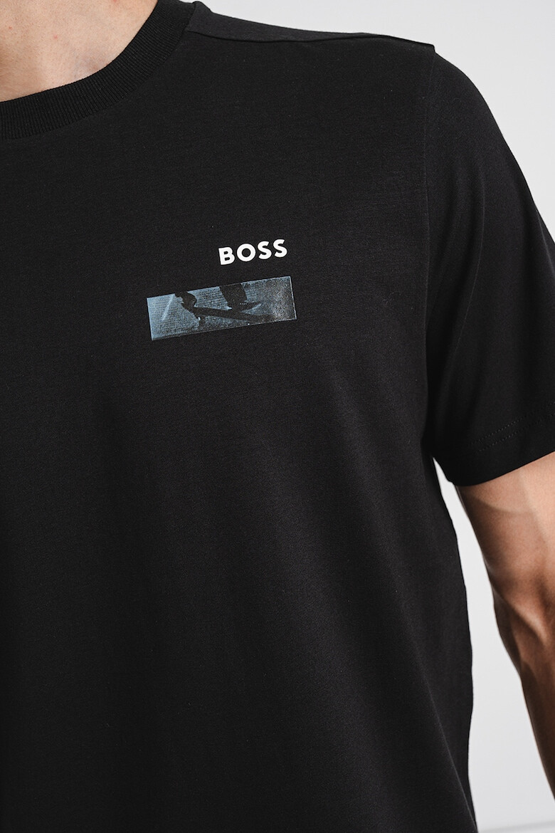 BOSS Tricou cu imprimeu si decolteu la baza gatului - Pled.ro