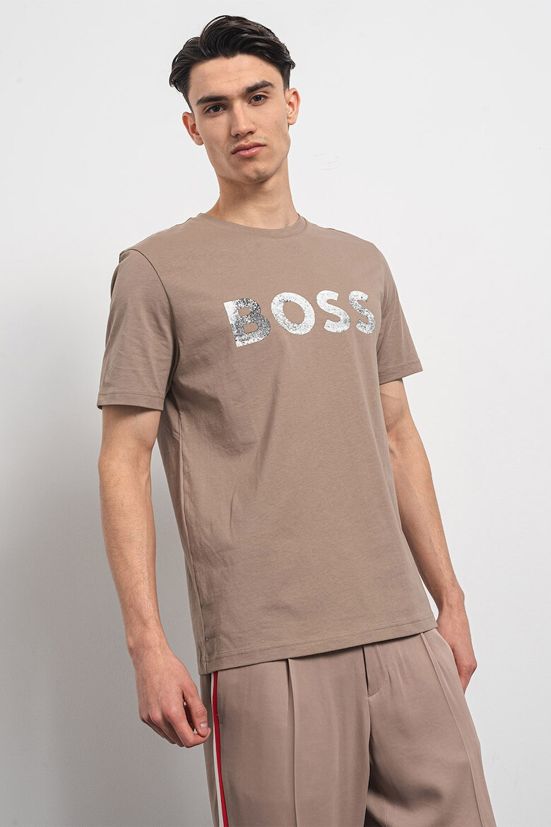 BOSS Tricou de bumbac cu imprimeu logo Ocean - Pled.ro