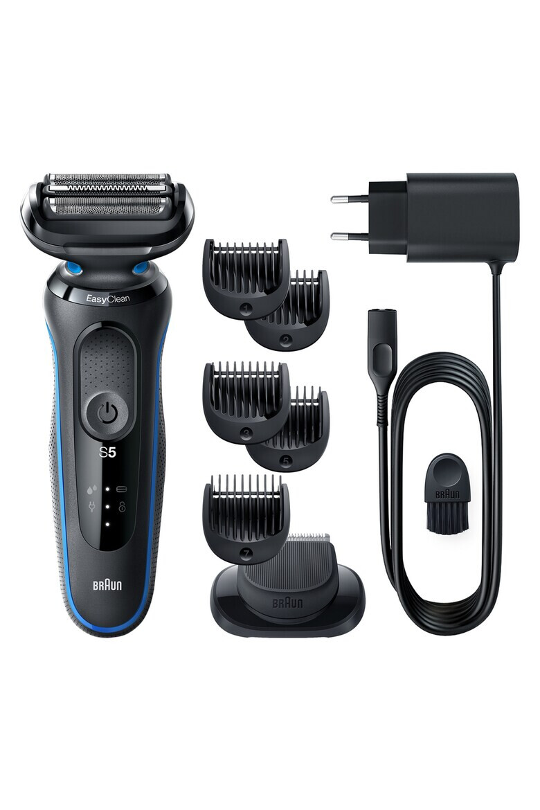 Braun Aparat de ras electric Series 5 51-B4650cs Wet&Dry AutoSense EasyClean 3 elemente de taiere accesorii pentru barba si ingrijire corporala Statie de incarcare Negru/Albastru - Pled.ro