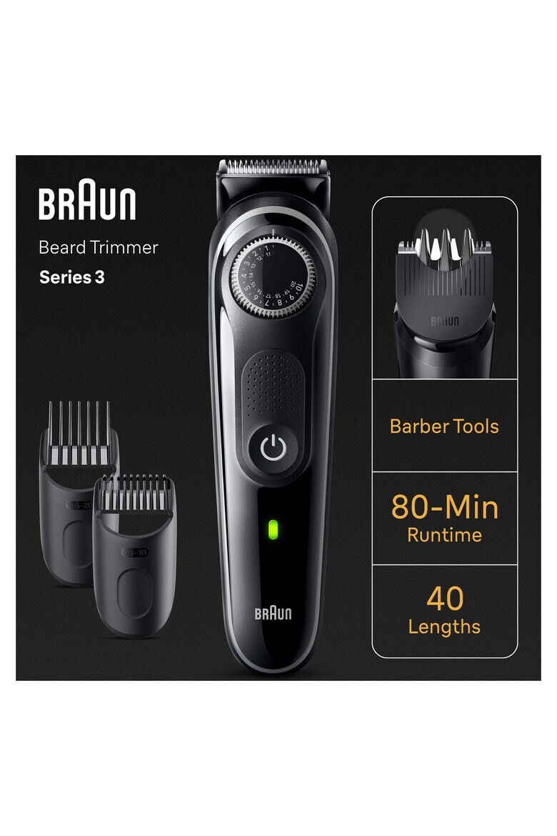 Braun Aparat de tuns barba Beard Trimmer BT3 Wet&Dry buton rotativ de precizie - Pled.ro