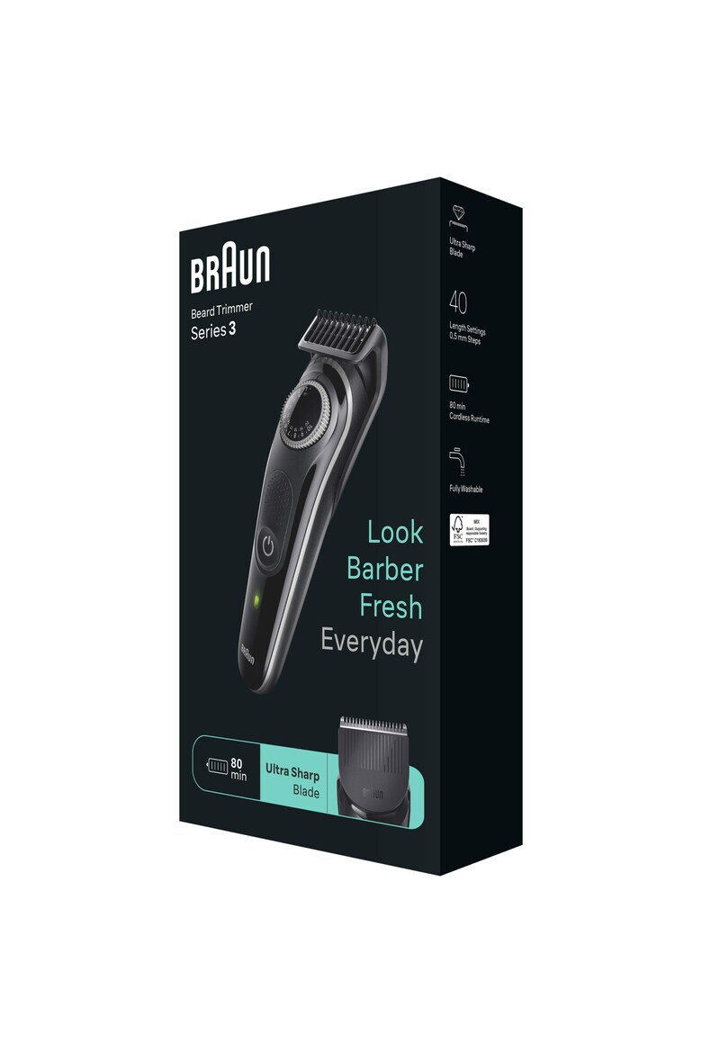 Braun Aparat de tuns barba Beard Trimmer BT3 Wet&Dry buton rotativ de precizie - Pled.ro