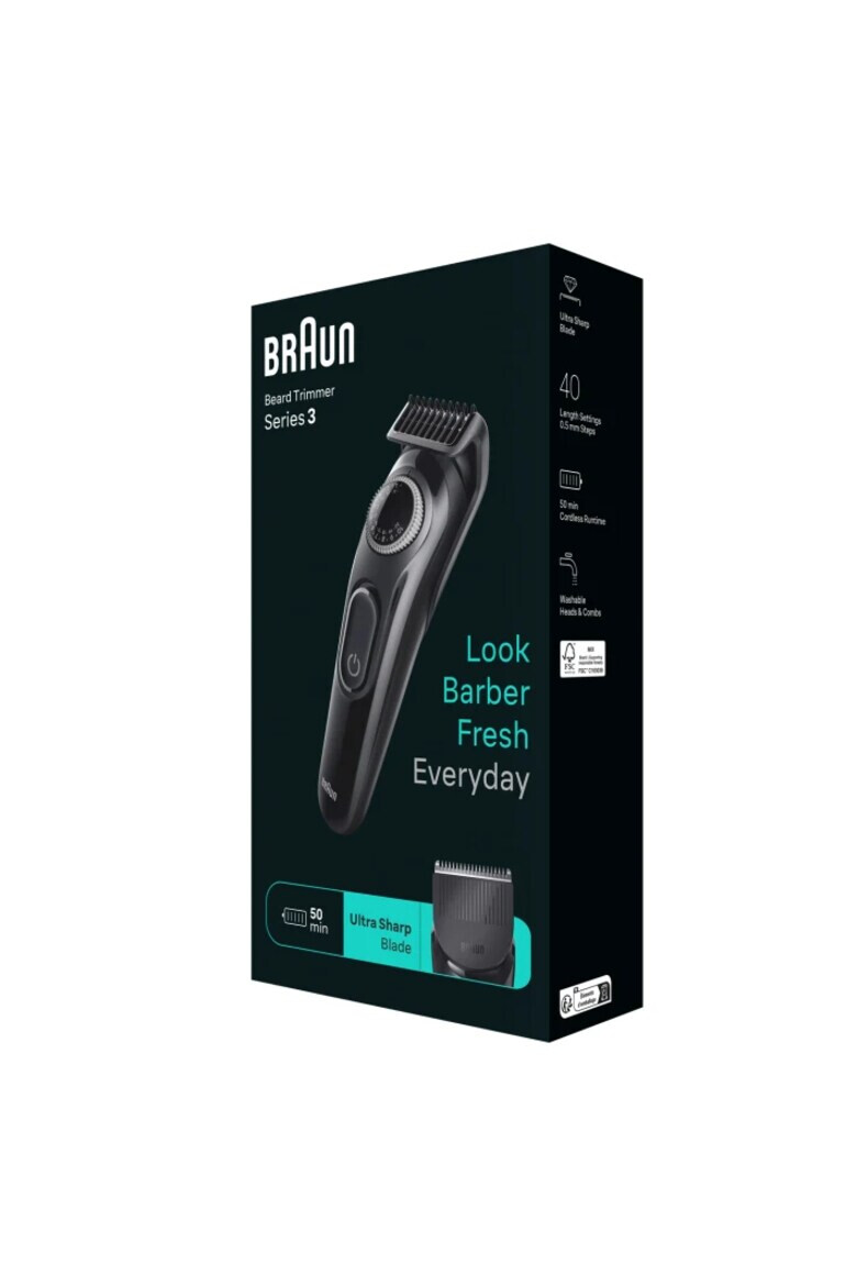 Braun Aparat de tuns barba Beard Trimmer BT3 Wet&Dry buton rotativ de precizie - Pled.ro