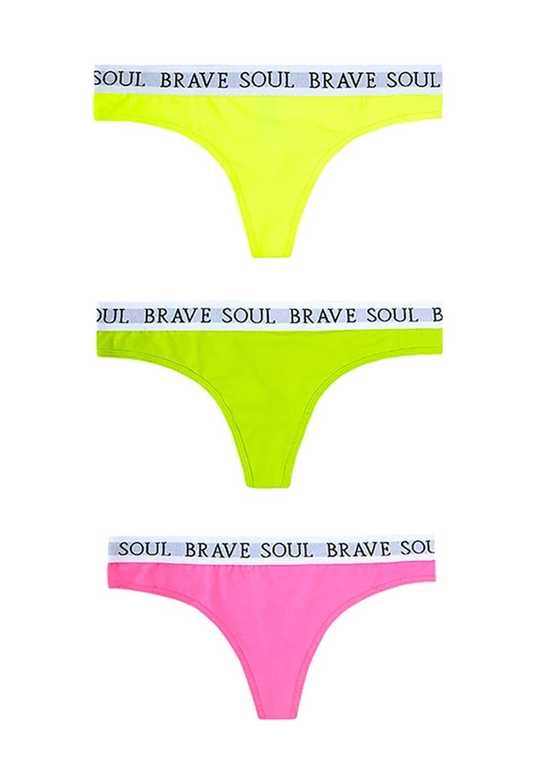 BRAVE SOUL Set de chiloti tanga cu banda cu logo Nadia - 3 perechi - Pled.ro