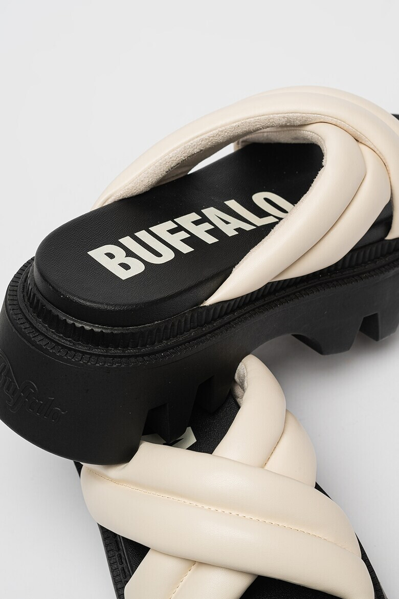 Buffalo Papuci din piele ecologica cu talpa demi-wedge Flora Cross - Pled.ro