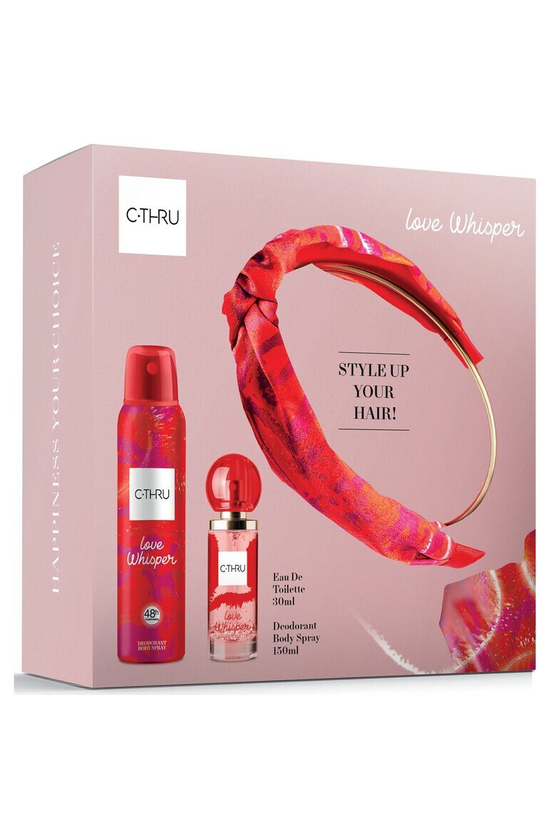 C-THRU Set cadou LOVE WHISPER Femei: Apă de toaletă 30 ml + Deodorant spray pentru corp 150 ml + bentita cadou - Pled.ro