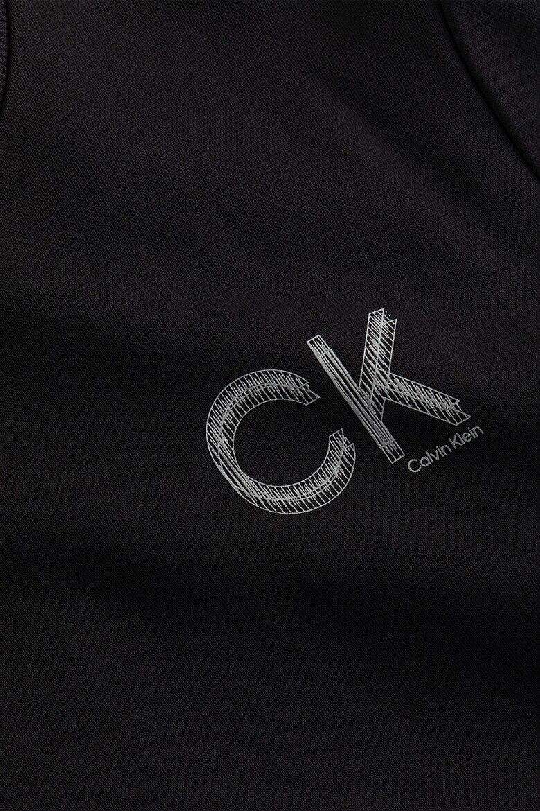 CALVIN KLEIN Bluza sport cu decolteu la baza gatului si detaliu cu logo pe piept - Pled.ro