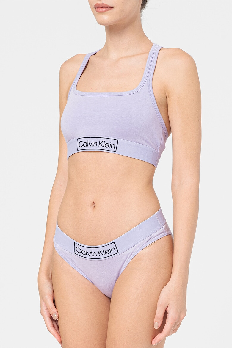 CALVIN KLEIN Bustiera cu spate decupat si model logo - Pled.ro