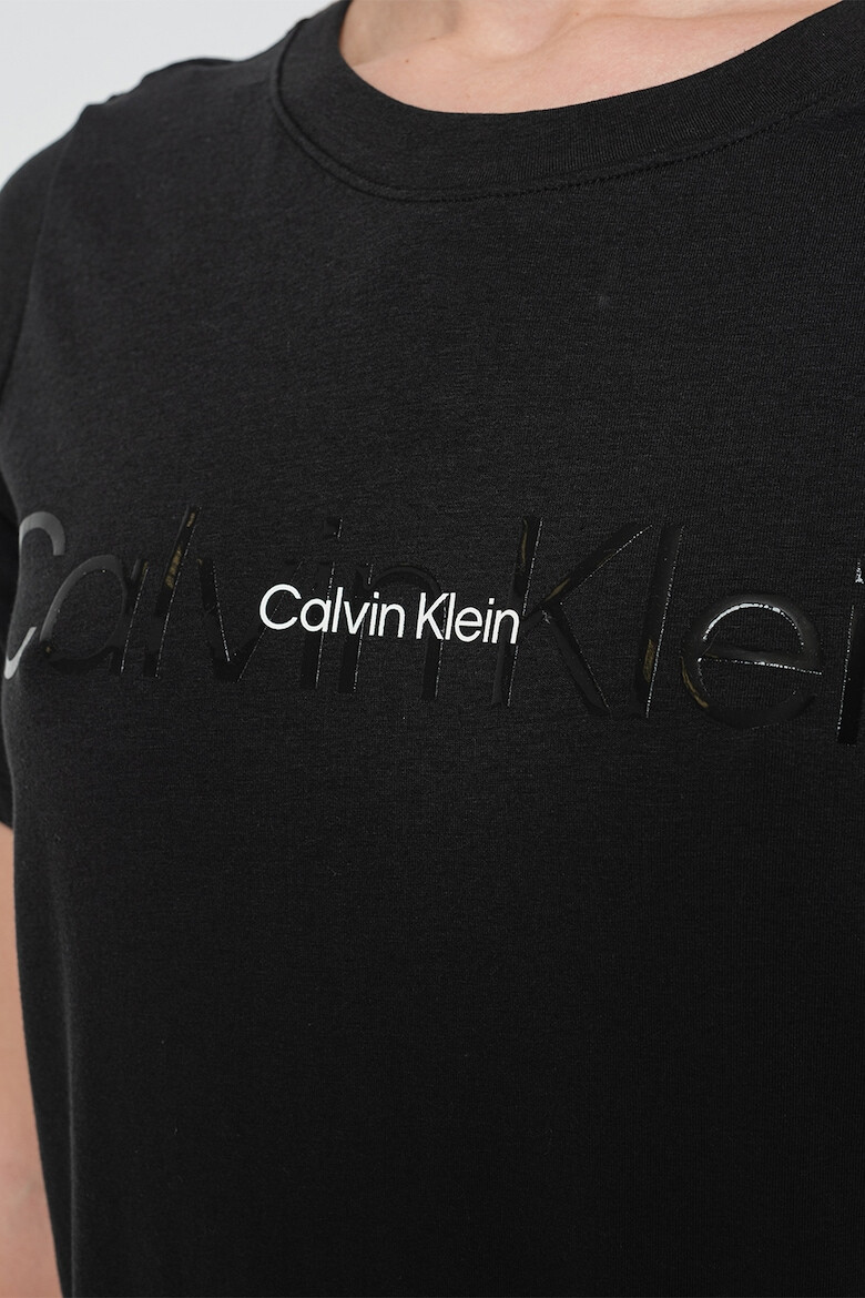 CALVIN KLEIN Camasa de noapte din amestec de bumbac cu logo in relief - Pled.ro