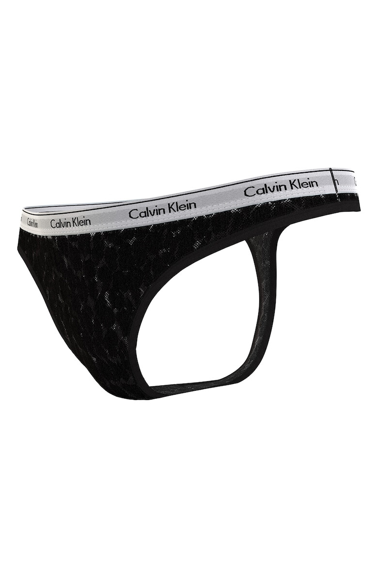 CALVIN KLEIN Chiloti tanga de dantela cu banda logo in talie - Pled.ro