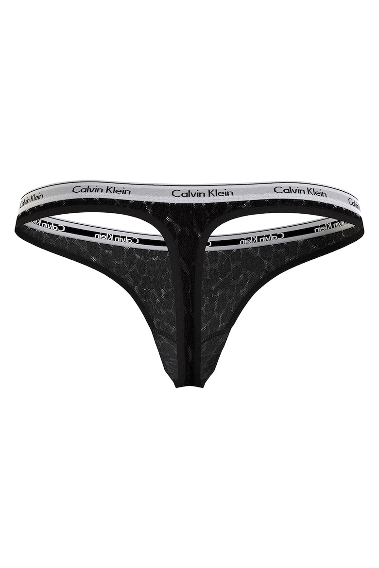 CALVIN KLEIN Chiloti tanga de dantela cu banda logo in talie - Pled.ro