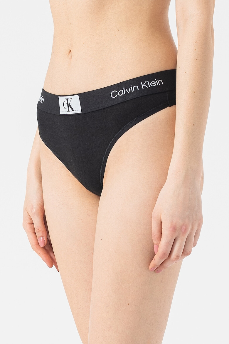 CALVIN KLEIN Chiloti tanga din amestec de bumbac cu imprimeu - Pled.ro