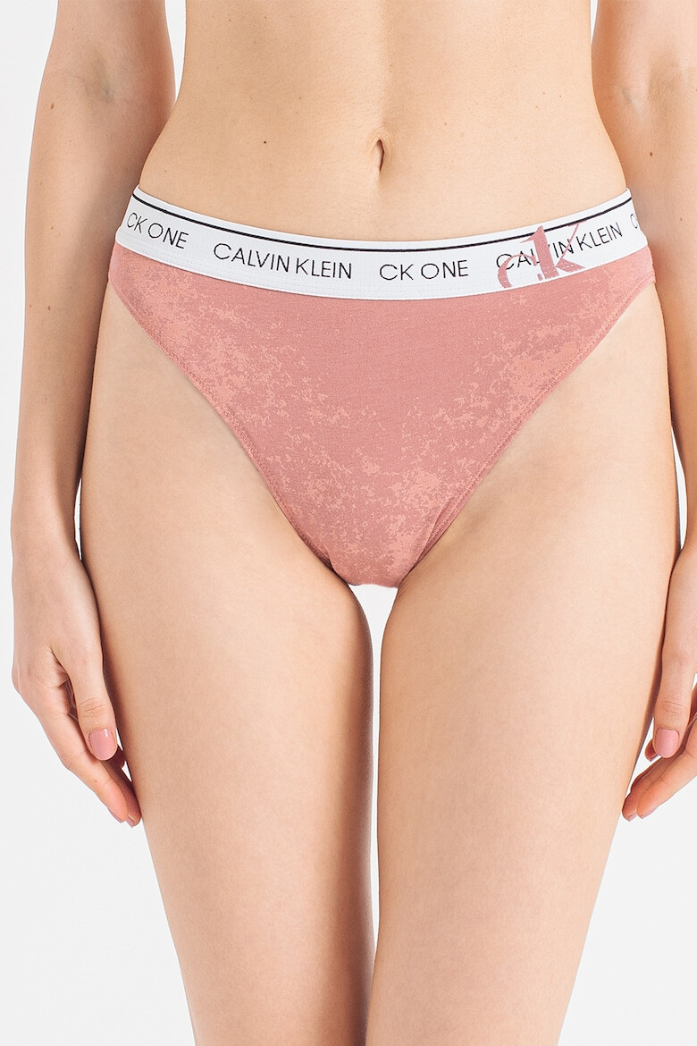 CALVIN KLEIN Chiloti tanga din amestec de bumbac si modal cu talie inalta - Pled.ro