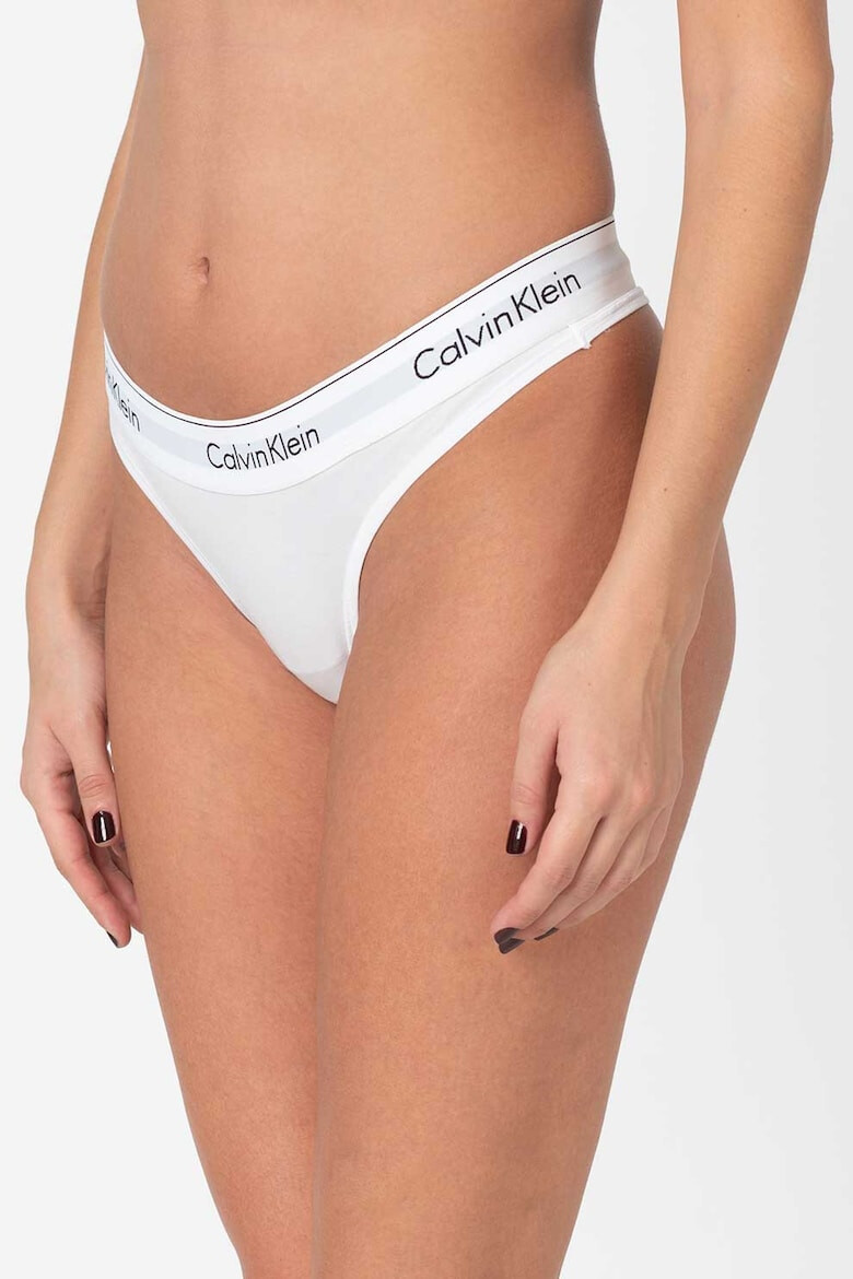 CALVIN KLEIN Chiloti tanga din amestec de modal cu banda logo in talie - Pled.ro