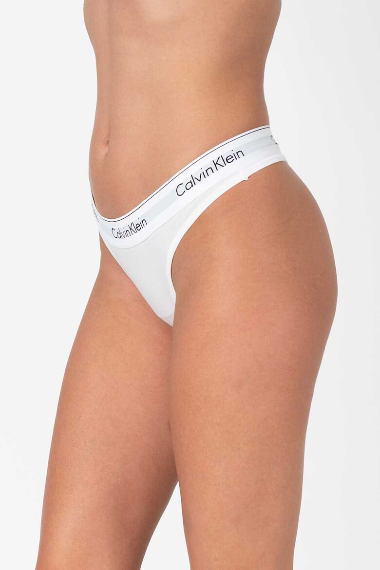 CALVIN KLEIN Chiloti tanga din amestec de modal cu banda logo in talie - Pled.ro