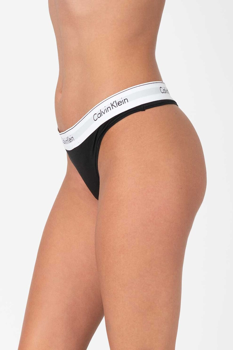 CALVIN KLEIN Chiloti tanga din amestec de modal cu banda logo in talie - Pled.ro