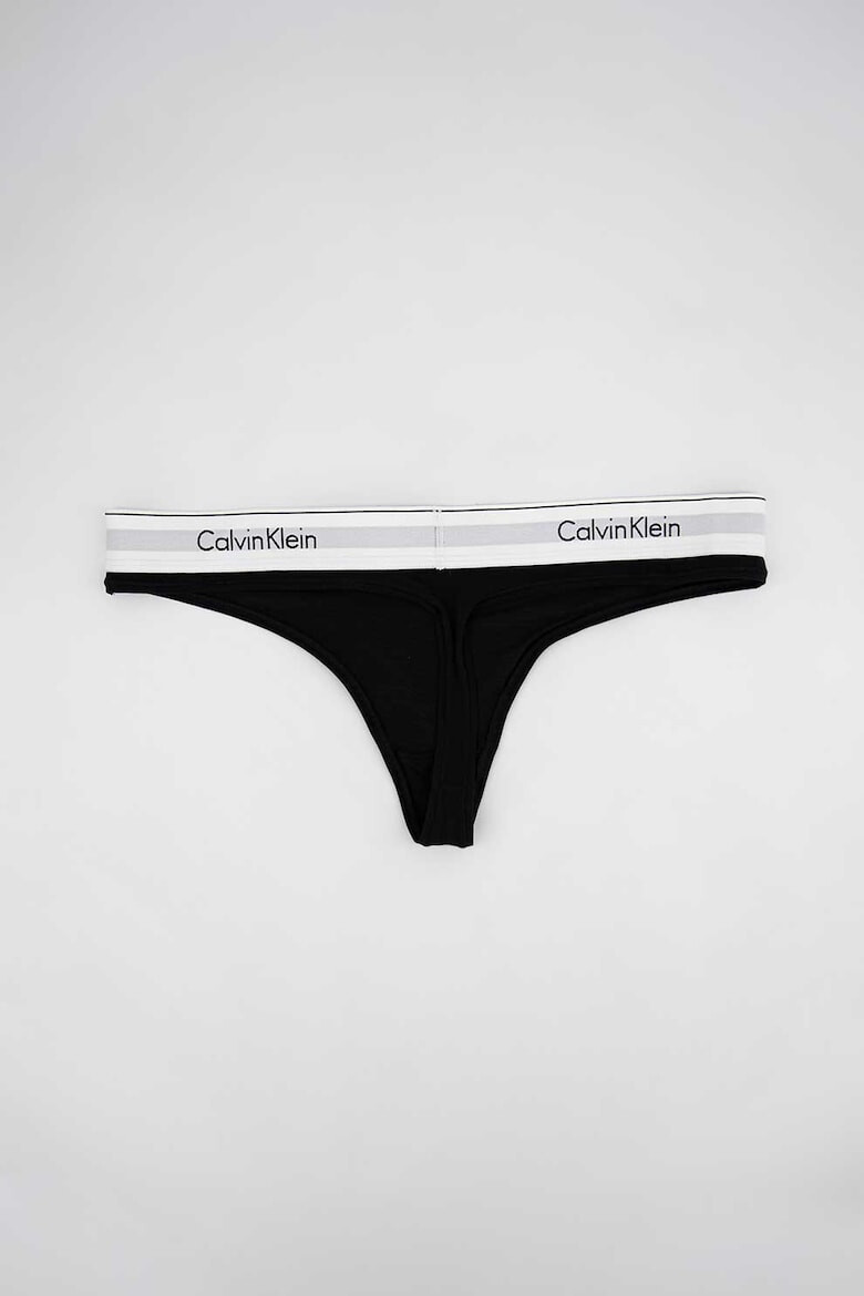 CALVIN KLEIN Chiloti tanga din amestec de modal cu banda logo in talie - Pled.ro