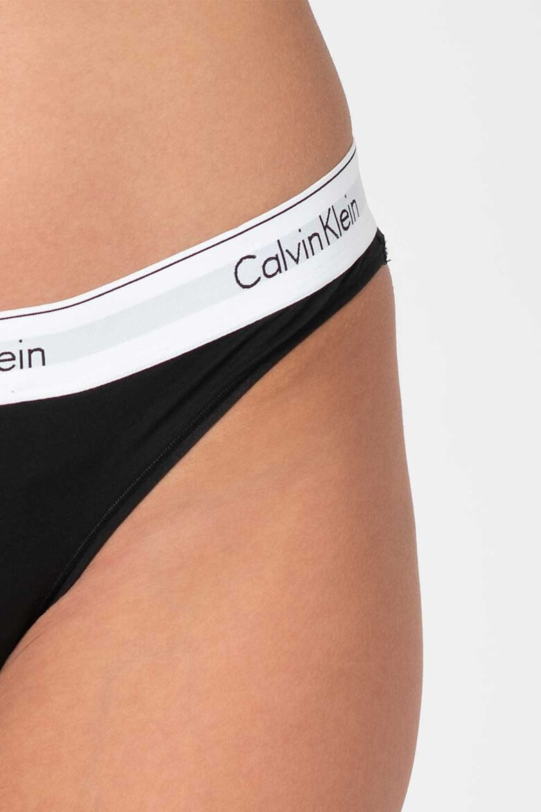 CALVIN KLEIN Chiloti tanga din amestec de modal cu banda logo in talie - Pled.ro