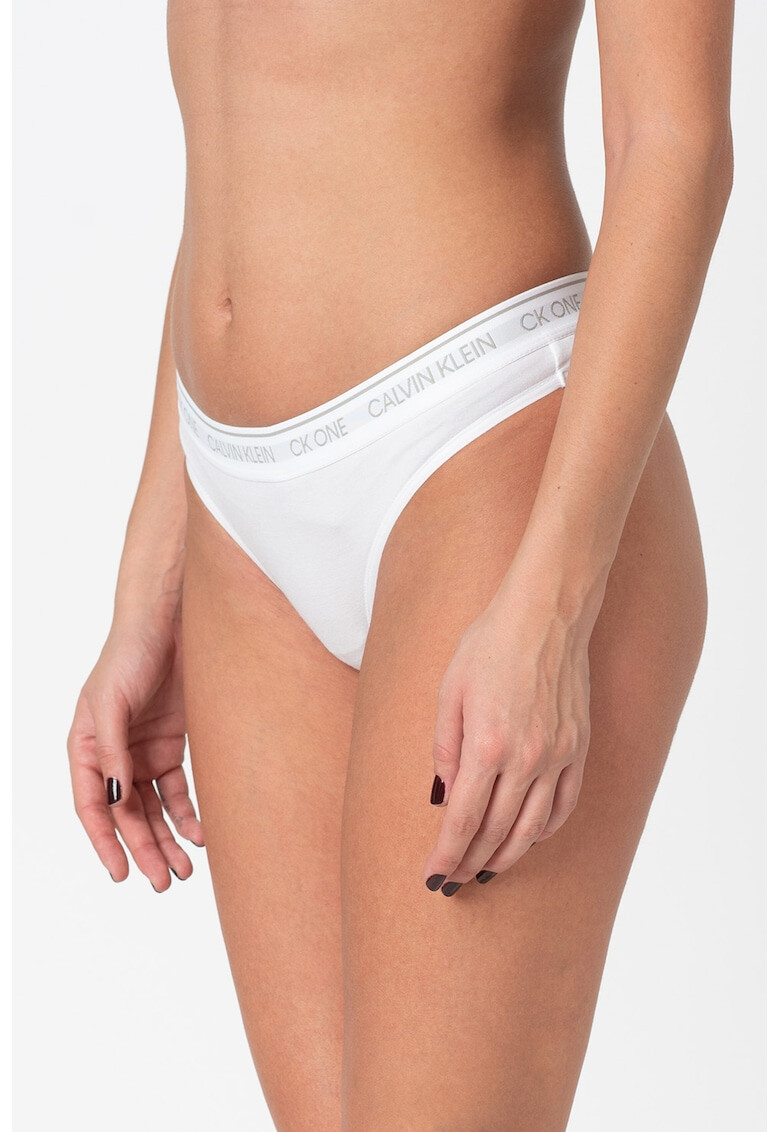 CALVIN KLEIN Chiloti tanga din amestec de modal cu banda logo in talie - Pled.ro