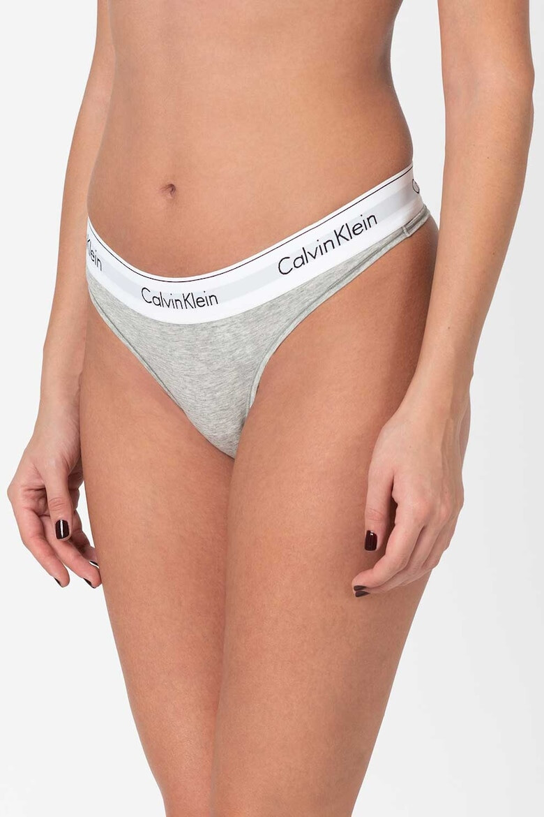 CALVIN KLEIN Chiloti tanga din amestec de modal cu banda logo in talie - Pled.ro