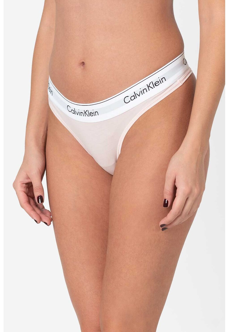 CALVIN KLEIN Chiloti tanga din amestec de modal cu banda logo in talie - Pled.ro