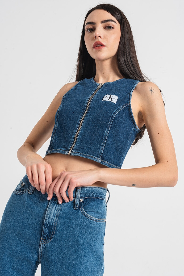 CALVIN KLEIN JEANS Bluza crop din denim - Pled.ro