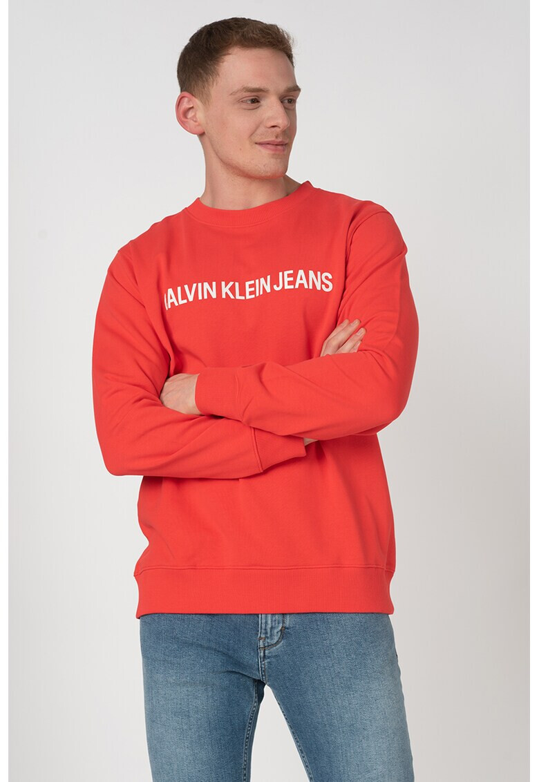 Calvin Klein Jeans Bluza sport cu imprimeu logo si decolteu la baza gatului - Pled.ro