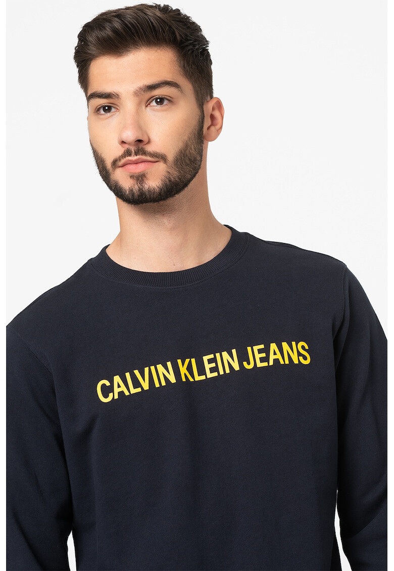 CALVIN KLEIN JEANS Bluza sport cu imprimeu logo si decolteu la baza gatului - Pled.ro