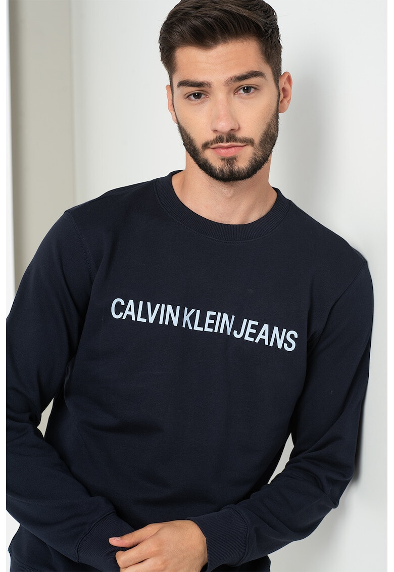 CALVIN KLEIN JEANS Bluza sport cu imprimeu logo si decolteu la baza gatului - Pled.ro