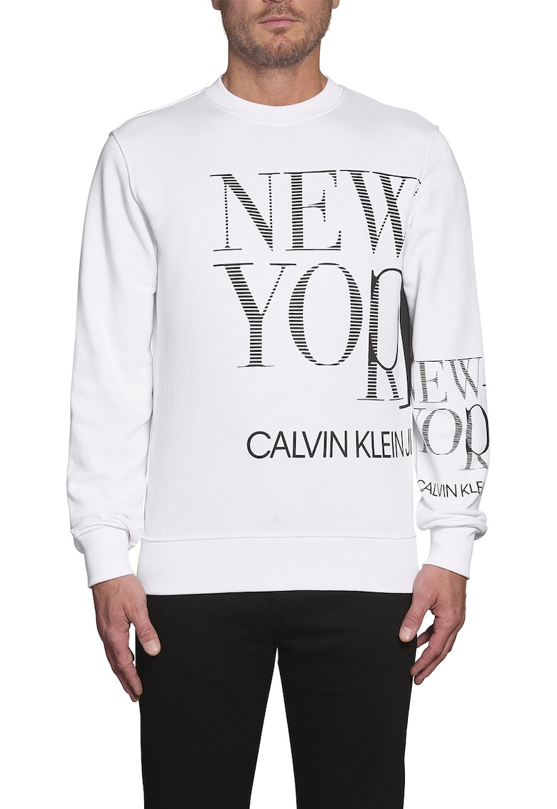 CALVIN KLEIN JEANS Bluza sport din bumbac organic cu logo si imprimeu text - Pled.ro