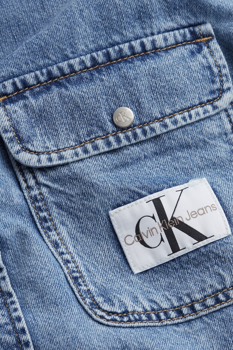 CALVIN KLEIN JEANS Camasa de denim supradimensionata cu buzunare pe piept - Pled.ro