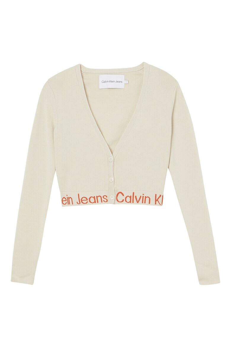 CALVIN KLEIN JEANS Cardigan crop cu terminatie logo contrastanta - Pled.ro